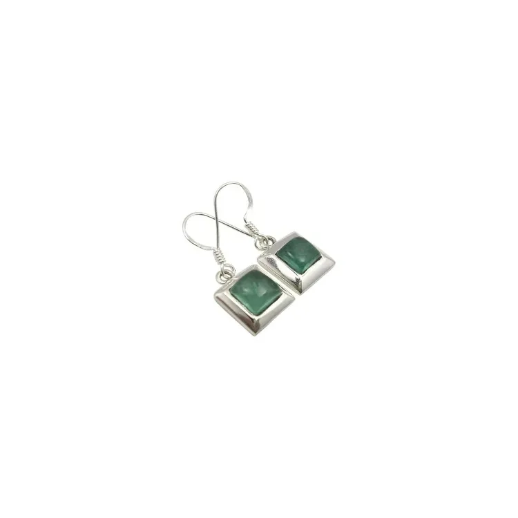 Viereckigem blauem Ohrringe in Silber