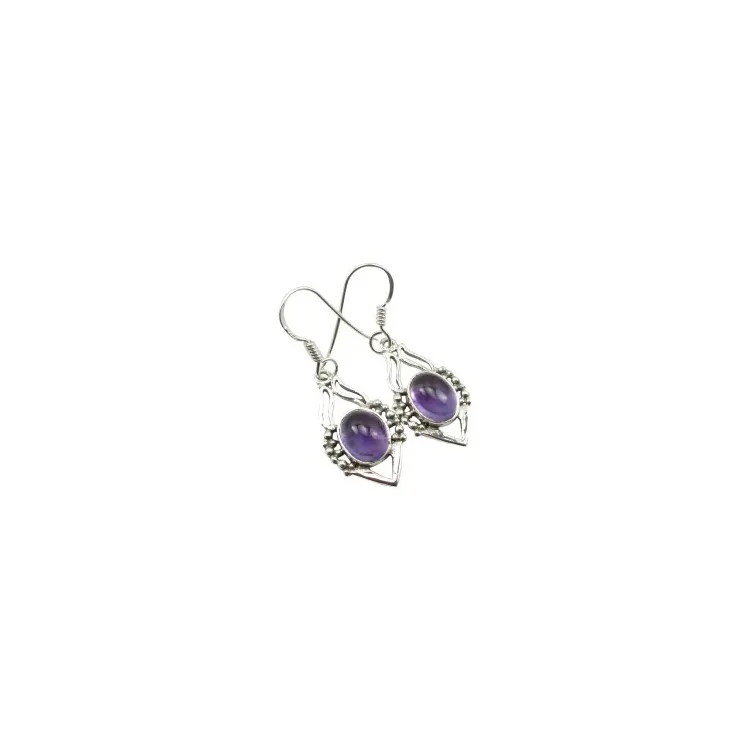 Echten violettem Amethyst Ohrringe in oxidiertem Sterlingsilber