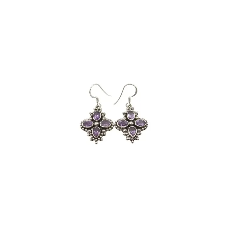 Amethyst Ohrringe in oxidiertem Sterlingsilber