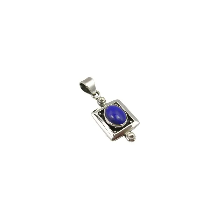 Viereckigem Lapis Lazuli Anhänger aus oxidiertem Sterlingsilber
