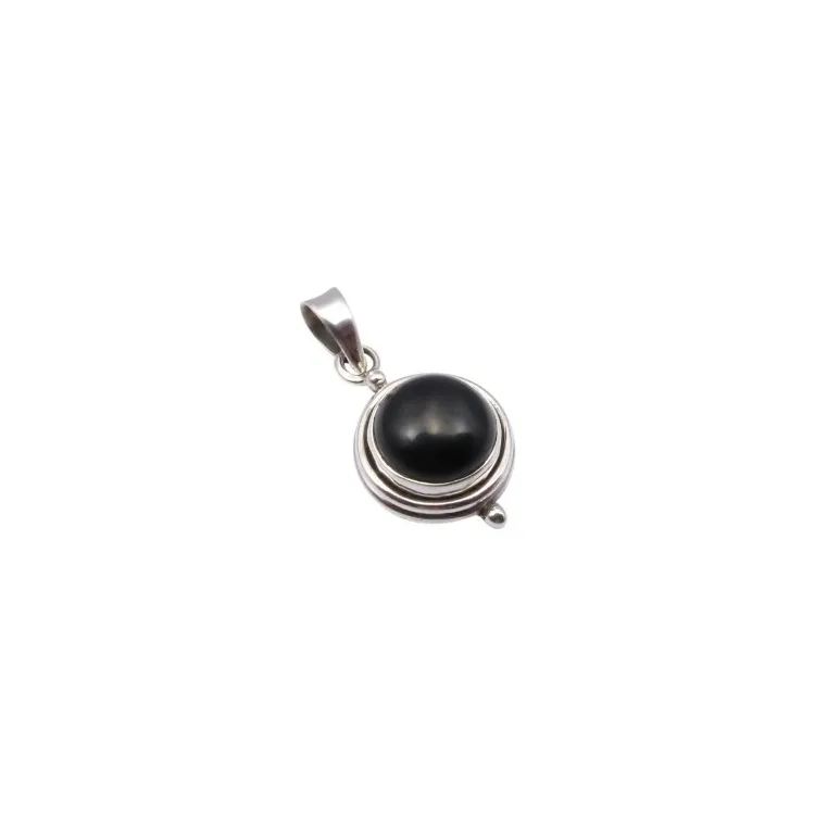 Runder Onyx Anhänger aus oxidiertem Sterlingsilber