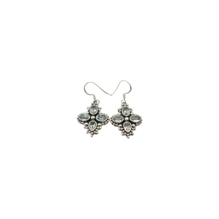 Topas Ohrringe in oxidiertem Sterlingsilber