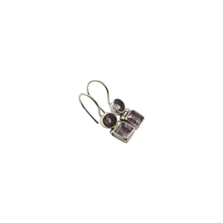 violettem Amethyst Ohrringe in Silber