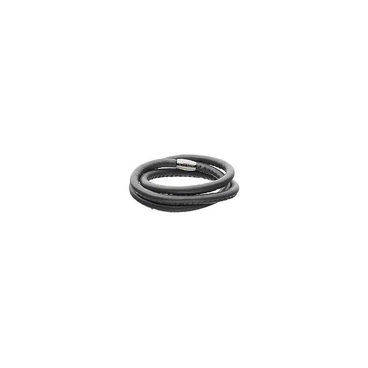 Story grauem Armband in Leder mit Stahl