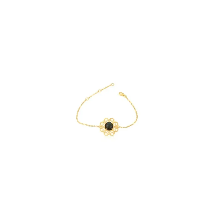 Blumen Armband aus vergoldetem Sterlingsilber und Anhänger aus vergoldetem