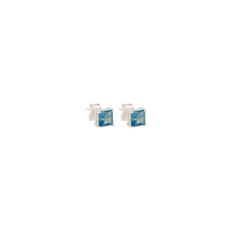 echten blauem Topas Ohrstecker in Silber