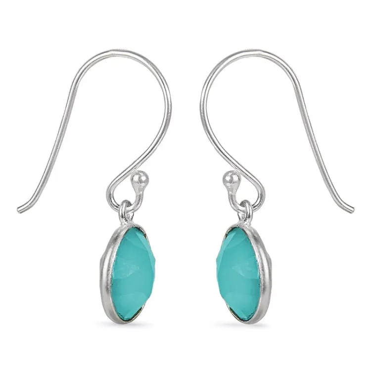 runden Türkis Chalzedon Ohrringe in Silber - Loom Stones