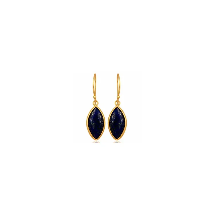 ovalen Lapis Lazuli Ohrringe in vergoldetem Sterlingsilber