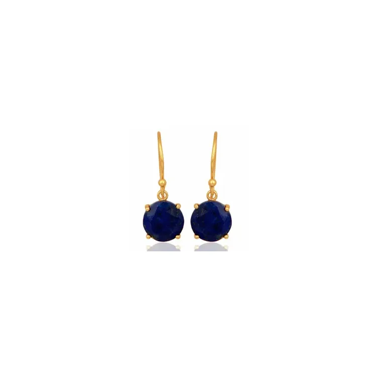 Runden Lapis Lazuli Ohrringe in vergoldetem Sterlingsilber