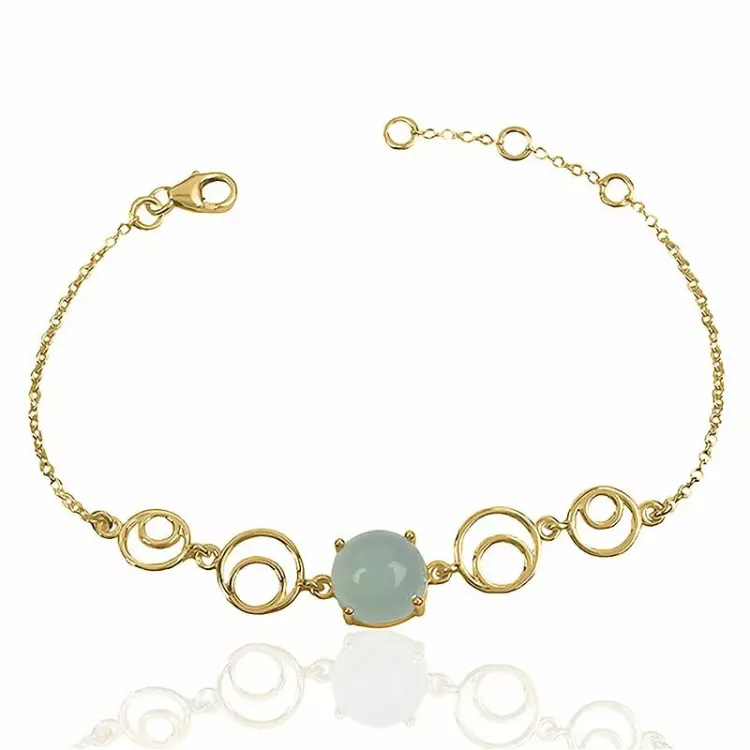 Chalzedon armband aus vergoldetem sterlingsilber und anhänger aus vergoldetem sterlingsilber