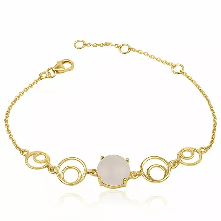 Mondstein armband aus vergoldetem sterlingsilber und anhänger aus vergoldetem sterlingsilber