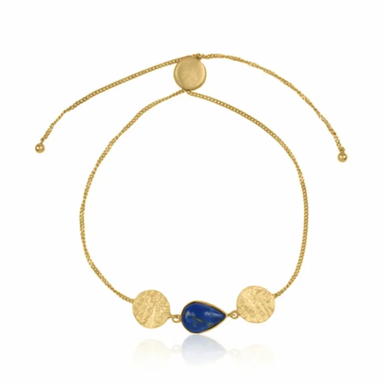 Lapis Lazuli Armband aus vergoldetem Sterlingsilber und Anhänger aus vergoldetem Sterlingsilber - Loom Stones