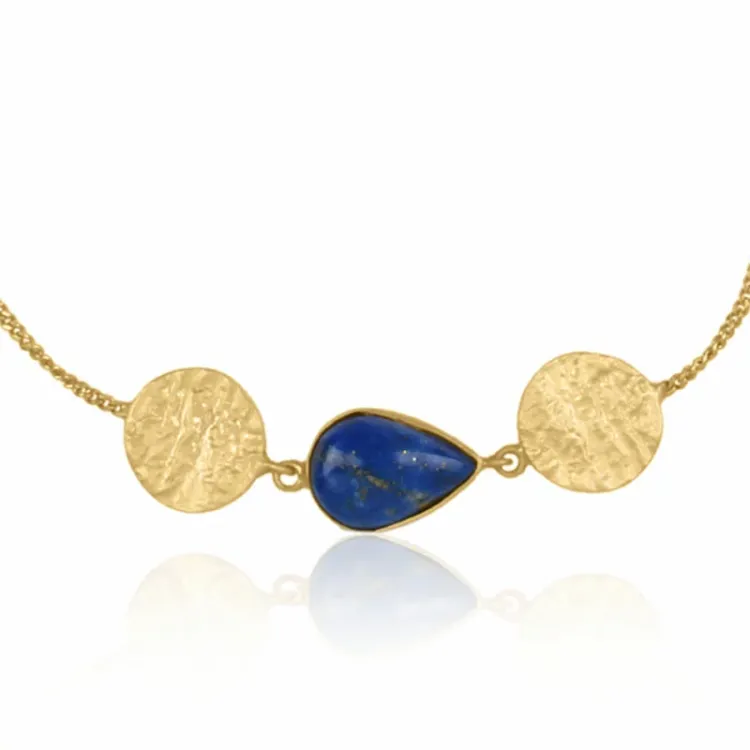 Lapis Lazuli Armband aus vergoldetem Sterlingsilber und Anhänger aus vergoldetem Sterlingsilber - Loom Stones