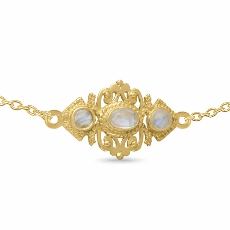Mondstein Armband aus vergoldetem Sterlingsilber und Anhänger aus vergoldetem Sterlingsilber - Loom Stones