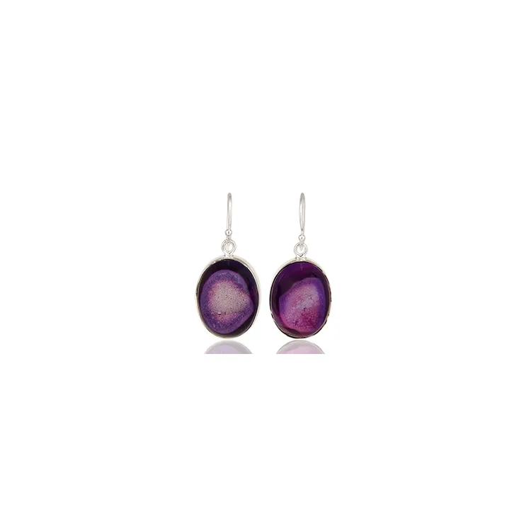 Ovalen violettem Ohrringe in Silber