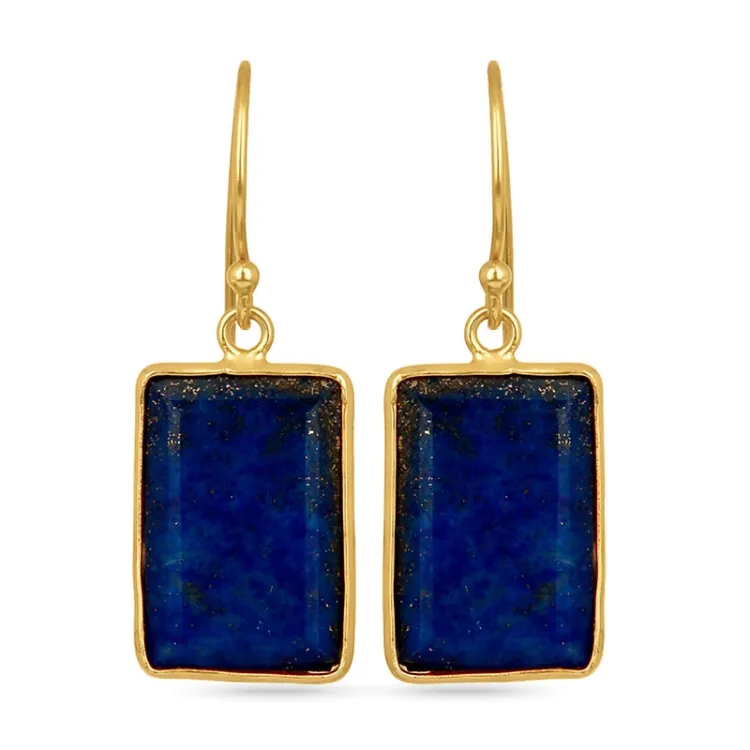 Viereckigem blauem Lapis Lazuli Ohrringe in vergoldetem Sterlingsilber
