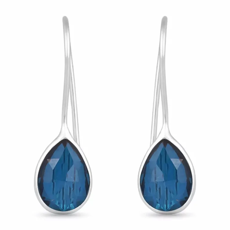 blauem Topas Ohrringe in Silber - Loom Stones