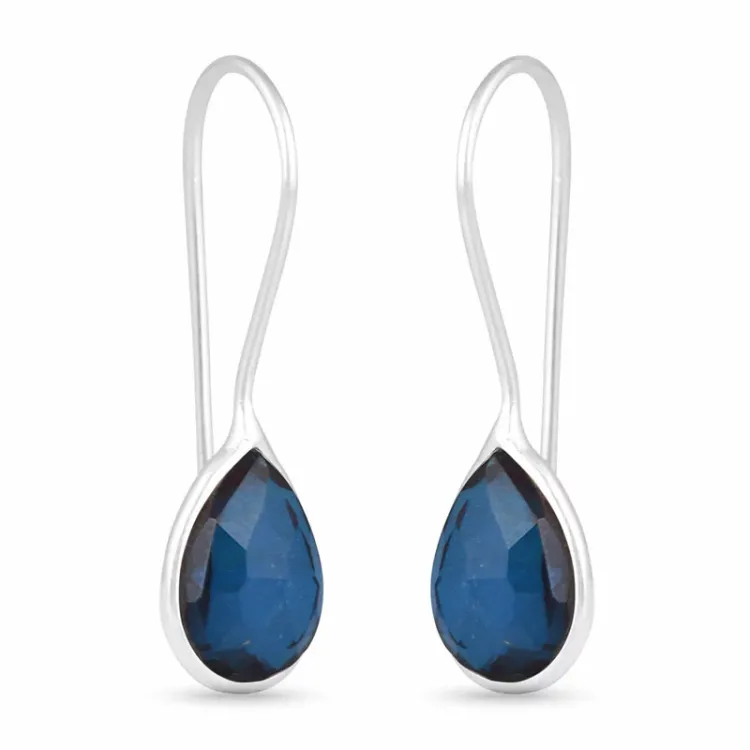 blauem Topas Ohrringe in Silber - Loom Stones