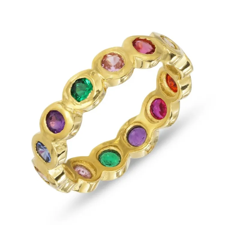 mehrfarbigem Zirkon Ring aus vergoldetem Sterlingsilber - Bubbly Twist