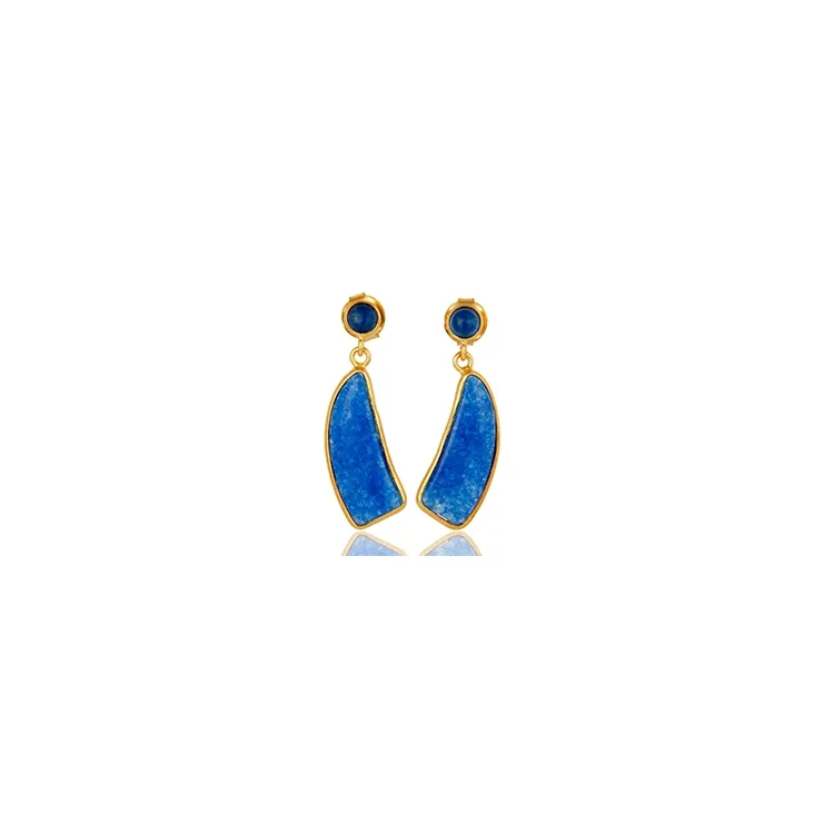 blauem Ohrringe in vergoldetem Sterlingsilber