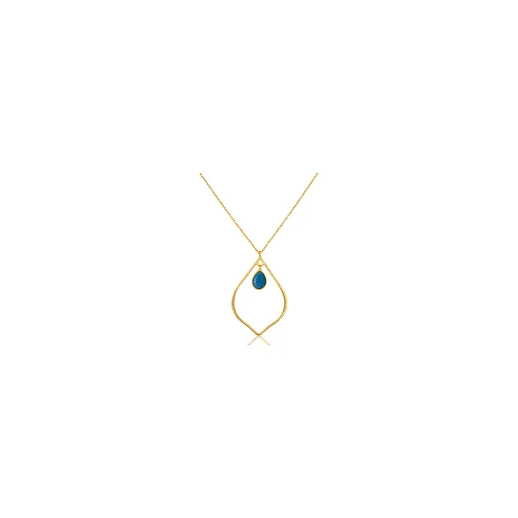 Blauem Halskette aus vergoldetem Sterlingsilber und Anhänger aus vergoldetem Sterlingsilber
