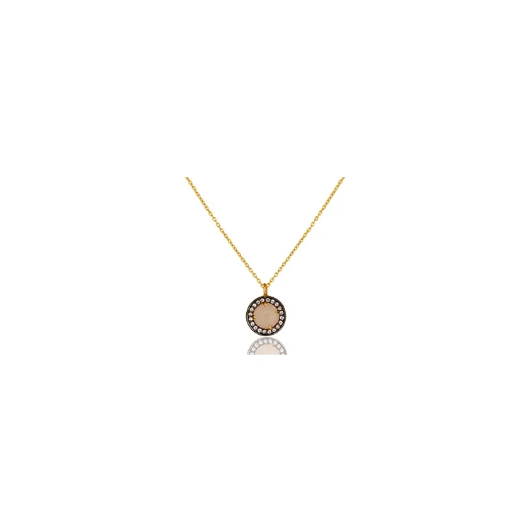 Halskette aus vergoldetem Sterlingsilber und Anhänger aus oxidiertem Sterlingsilber