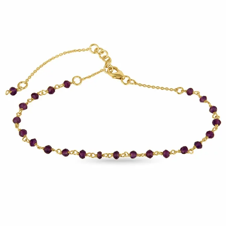 Amethyst Armband aus vergoldetem Sterlingsilber - Loom Stones
