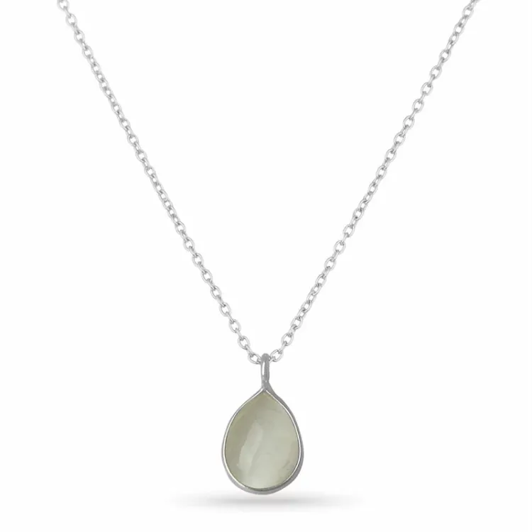 weißem Mondstein Halskette aus Silber und Anhänger aus Silber - Loom Stones