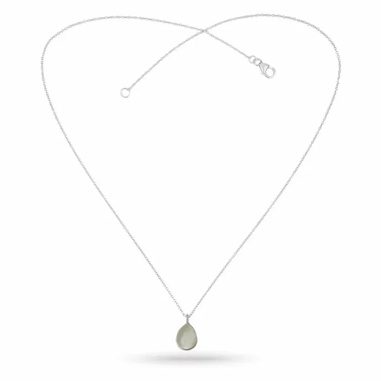 weißem Mondstein Halskette aus Silber und Anhänger aus Silber - Loom Stones