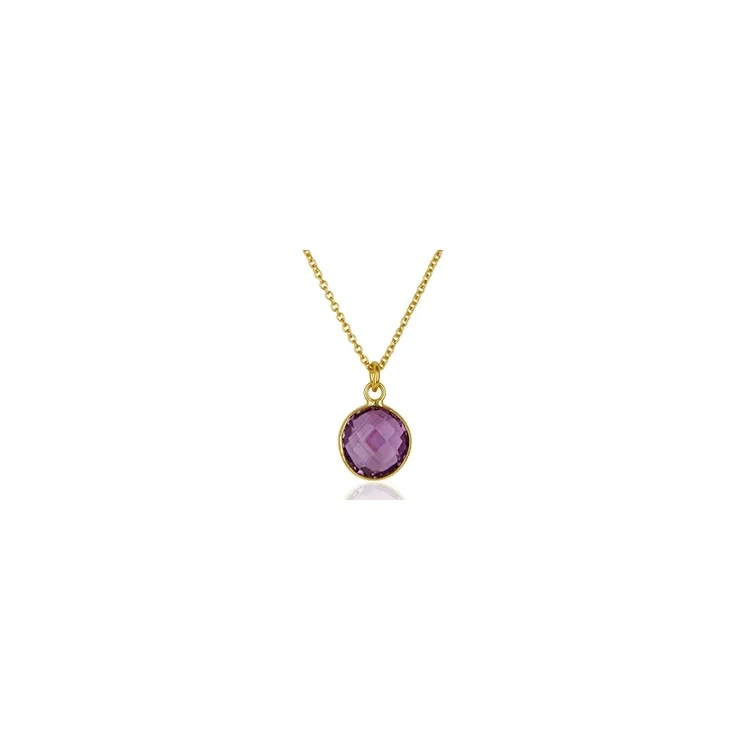 Amethyst Halskette aus vergoldetem Sterlingsilber und Anhänger aus vergoldetem Sterlingsilber