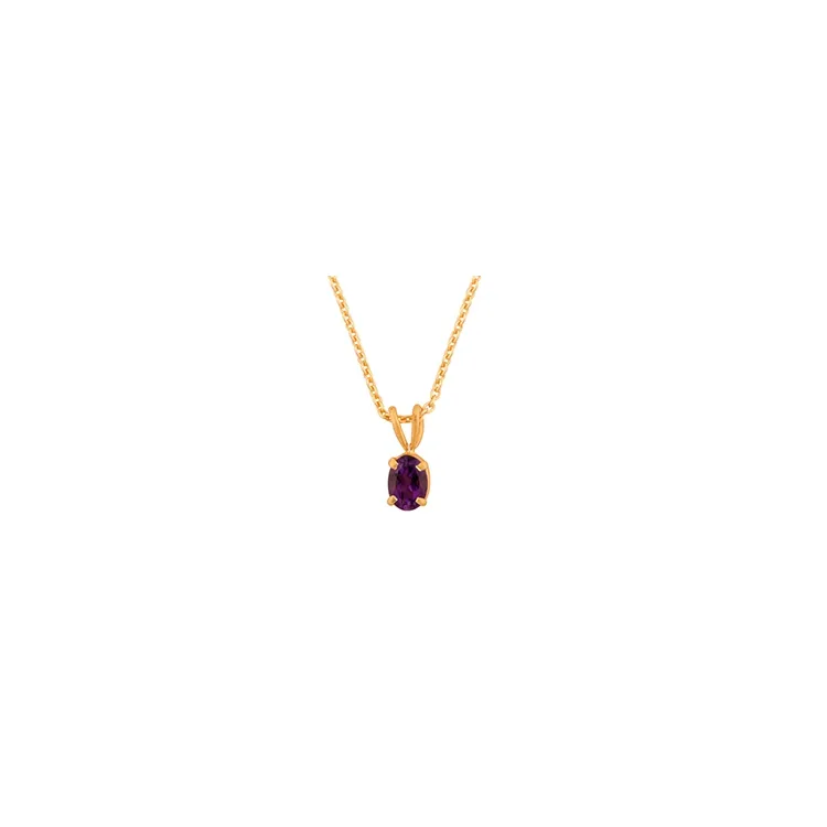 Ovaler Amethyst Halskette aus vergoldetem Sterlingsilber und Anhänger aus vergoldetem Sterlingsilber