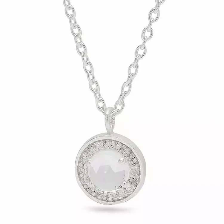 Runder Quarz Halskette aus Silber und Anhänger aus Silber