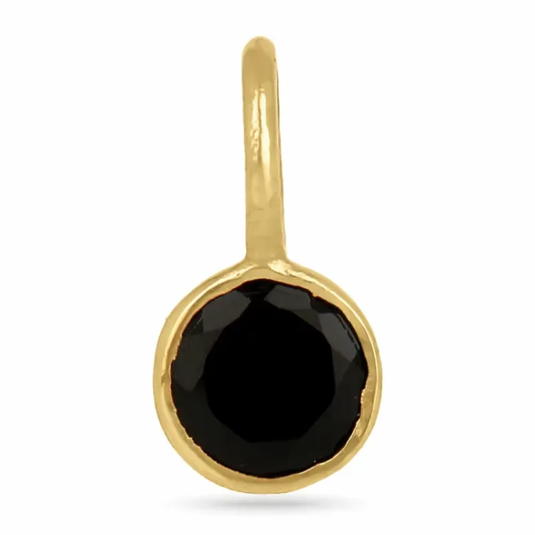 klein schwarz Onyx Anhänger aus vergoldetem Sterlingsilber - Loom Stones