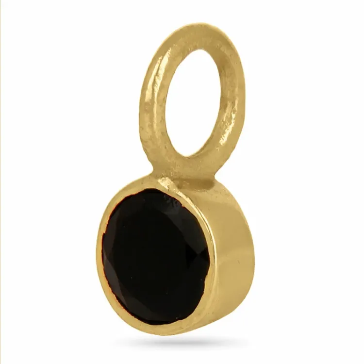 klein schwarz Onyx Anhänger aus vergoldetem Sterlingsilber - Loom Stones