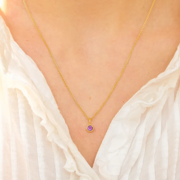 klein Amethyst Anhänger aus vergoldetem Sterlingsilber - Loom Stones