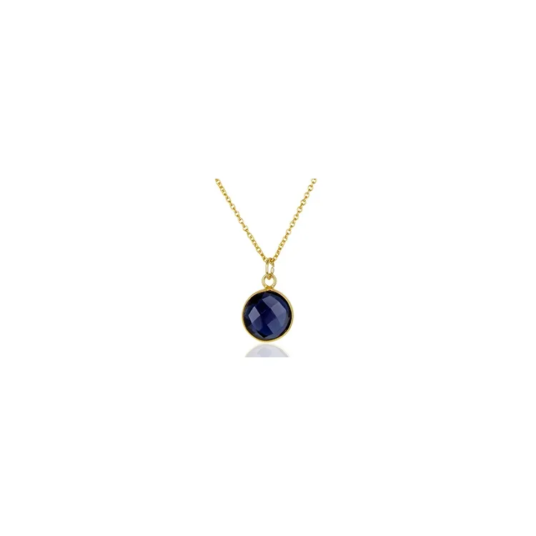 runder blauem Halskette aus vergoldetem Sterlingsilber und Anhänger aus vergoldetem Sterlingsilber - Loom Stones