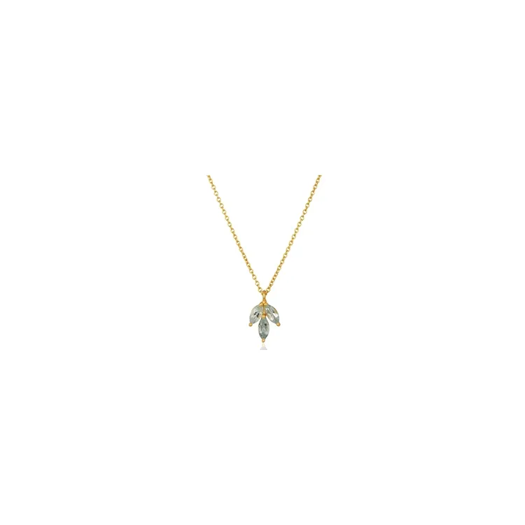 Blatt Halskette aus vergoldetem Sterlingsilber und Anhänger aus vergoldetem Sterlingsilber