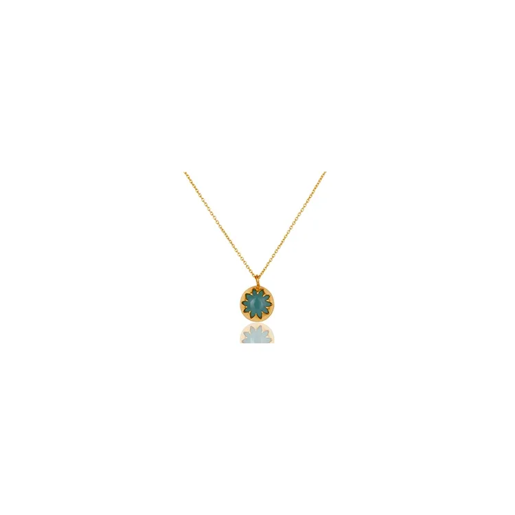 blauem Halskette aus vergoldetem Sterlingsilber und Anhänger aus vergoldetem Sterlingsilber