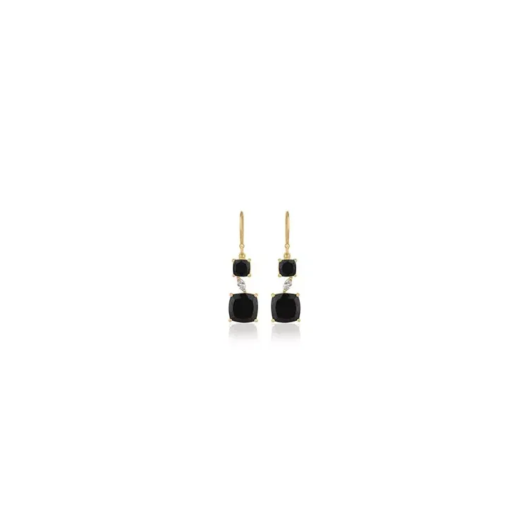 Schwarzem Onyx Ohrringe in vergoldetem Sterlingsilber