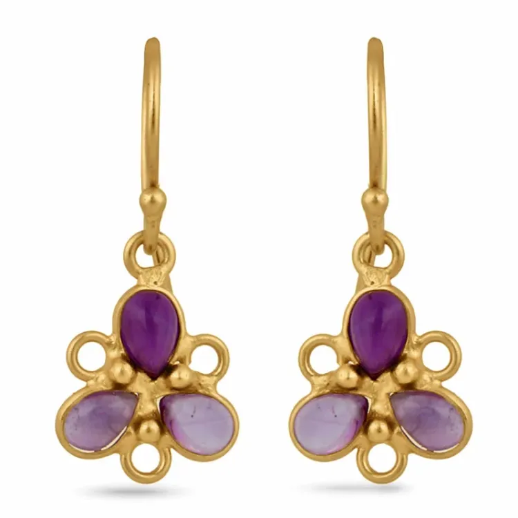 Blumen Amethyst Ohrringe in vergoldetem Sterlingsilber