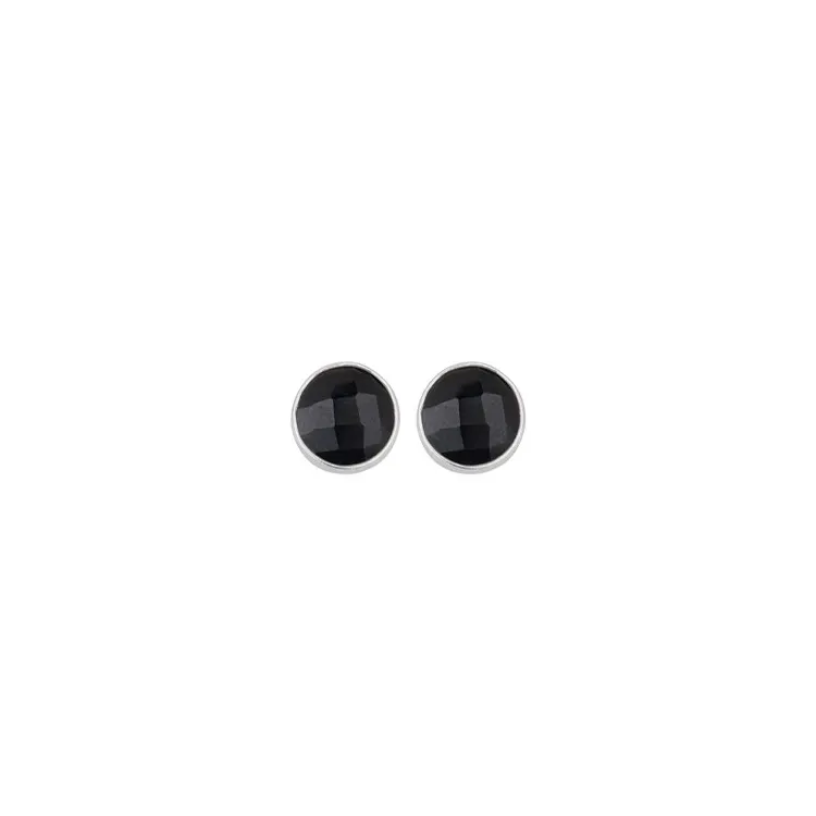runden Onyx Ohrstecker in Silber