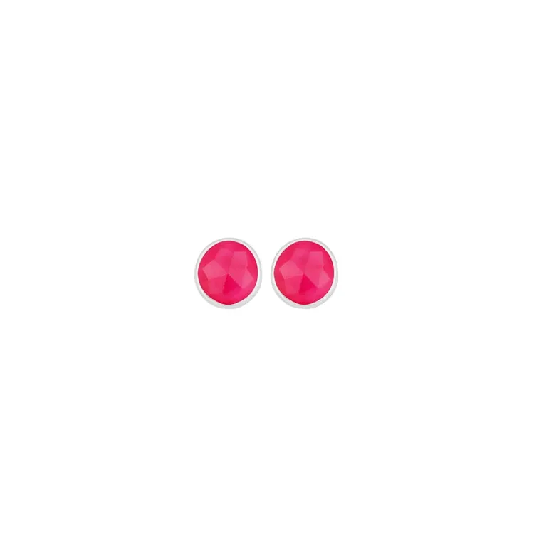 Runden pink Chalzedon Ohrstecker in Silber