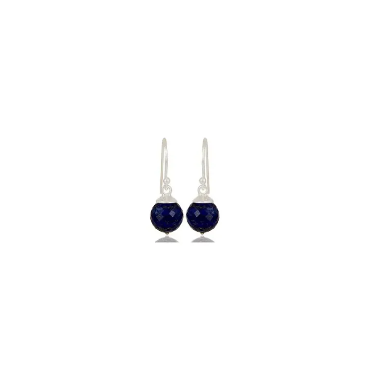 runden Lapis Lazuli Ohrringe in Silber