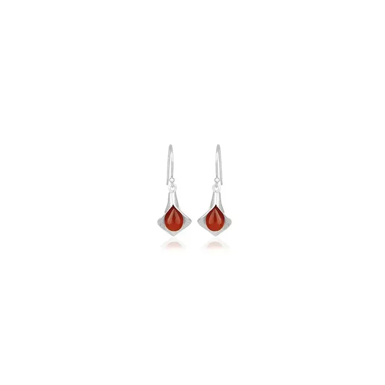 Blatt rotem Ohrringe in Silber