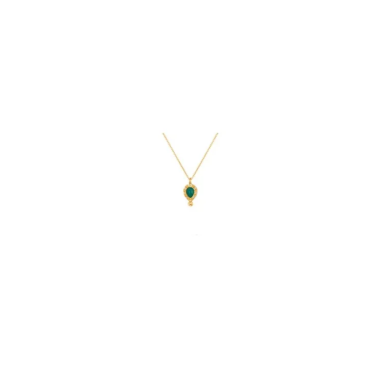 Tropfen Onyx Anhänger mit Halskette aus vergoldetem Sterlingsilber und Anhänger aus vergoldetem Sterlingsilber