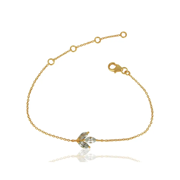 Blatt Topas Armband aus vergoldetem Sterlingsilber und Anhänger aus vergoldetem Sterlingsilber