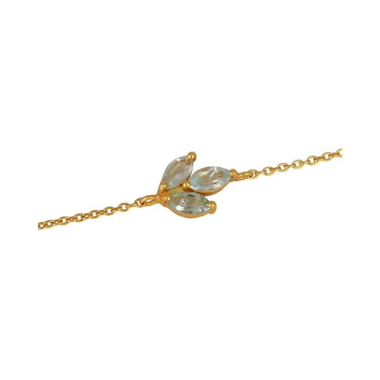 Blatt Topas Armband aus vergoldetem Sterlingsilber und Anhänger aus vergoldetem Sterlingsilber
