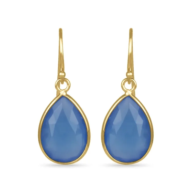 Tropfen blauem Ohrringe in vergoldetem Sterlingsilber - Loom Stones