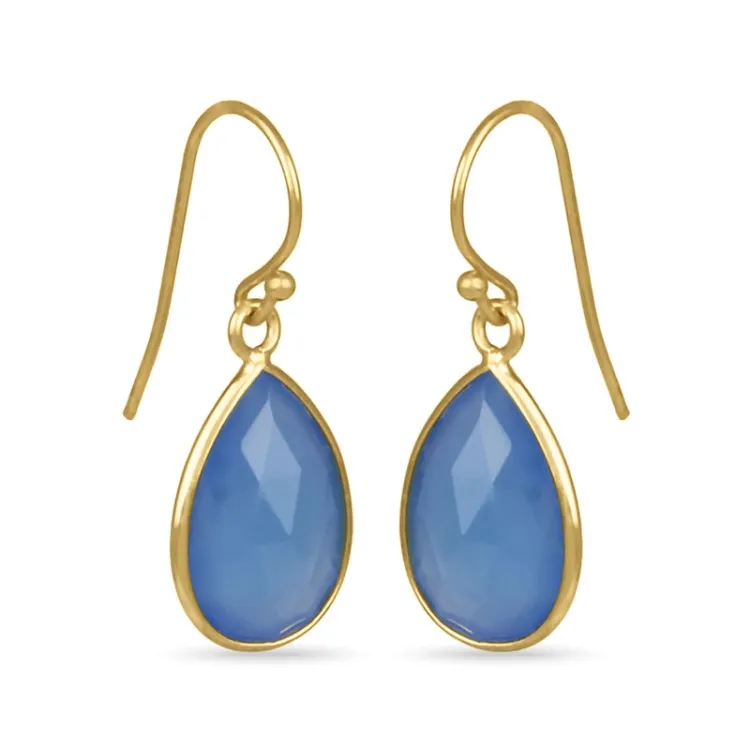 Tropfen blauem Ohrringe in vergoldetem Sterlingsilber - Loom Stones
