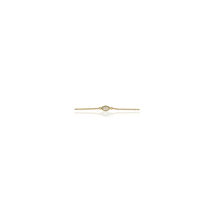 Weißem Bergkristall Armband aus vergoldetem Sterlingsilber 19,0 cm x 5,0 mm